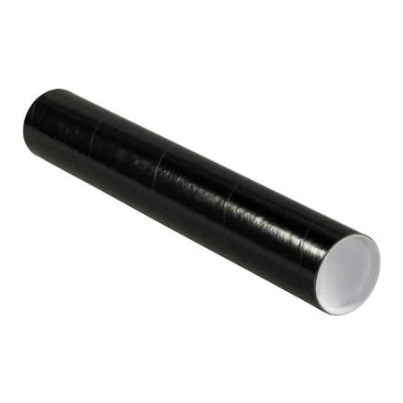 The Packaging Wholesalers Colored Mailing Tubes With Caps, 3" Dia. x 18"L, 0.07" Thick, Black, 24/Pack P3018BL